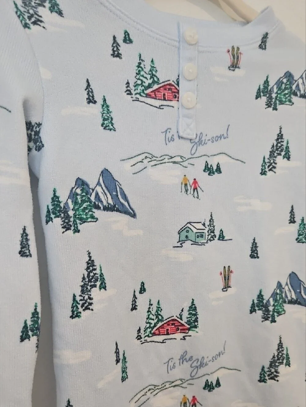 Wondershop Light Blue Mountain & Cabin Pajama Set